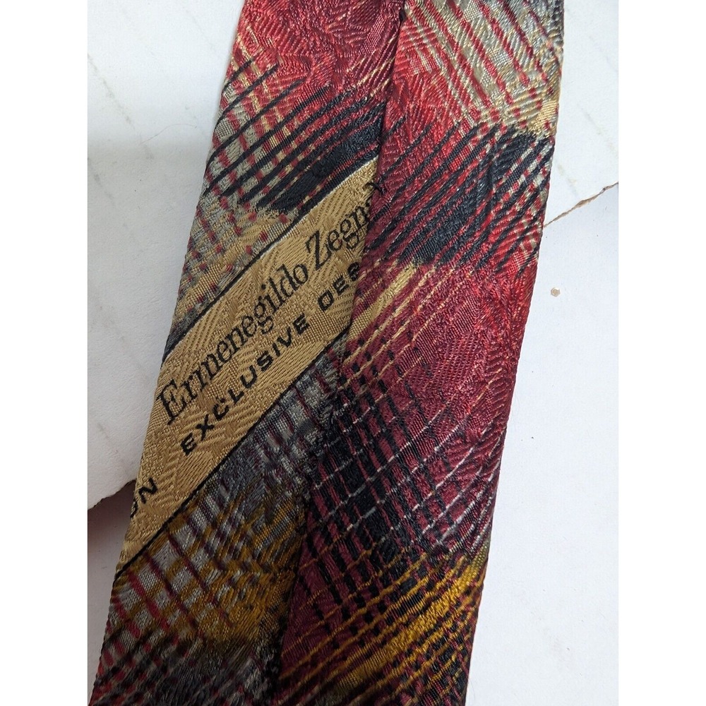 Ermenegildo Zegna 100% Silk Necktie Multicolor Geometric All Over Italy 58" - Picture 2 of 9
